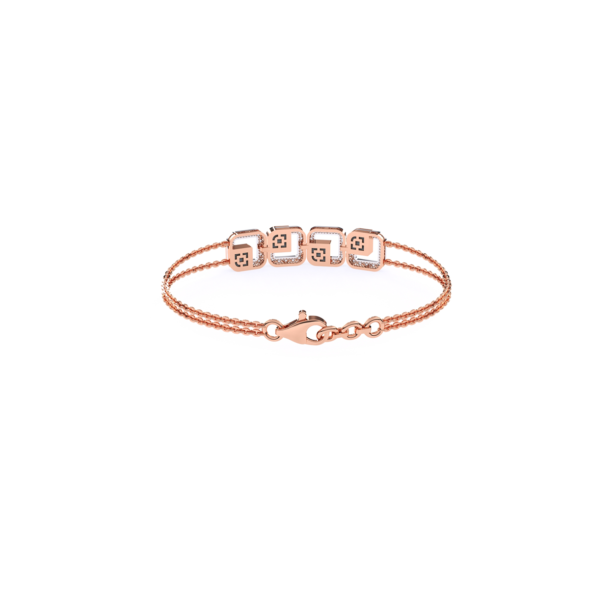 Unique Four Square Swastika Lab Grown Diamond bracelet